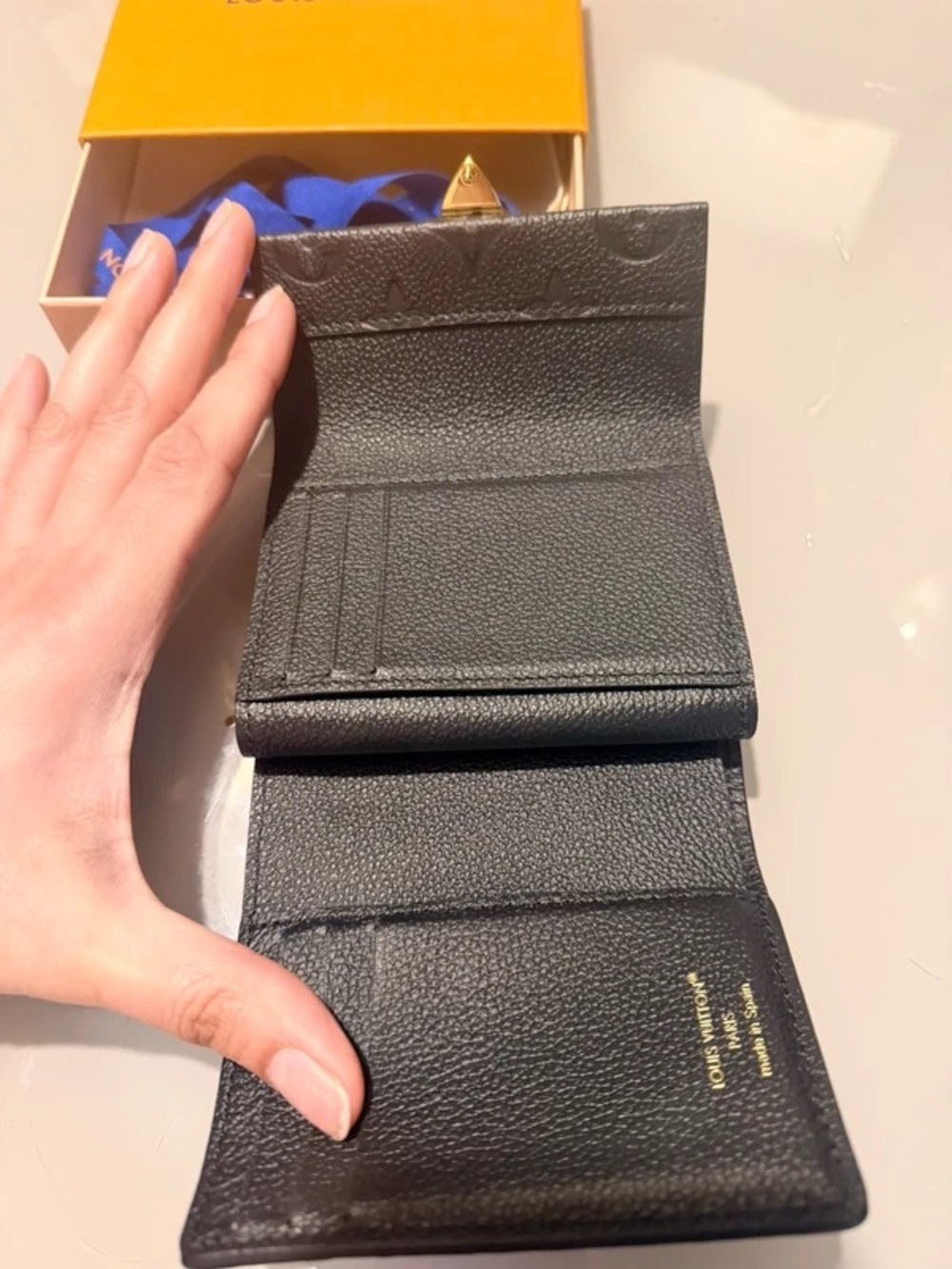 Louis Vuitton Black Embossed Monogram Leather Wallet with Gold Hardware - Picture 3 of 13
